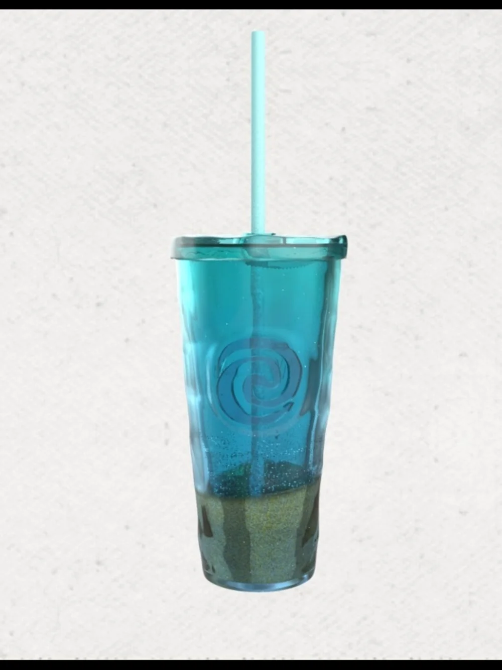 Disney Moana Live Action Movie Double Walled Glitter Cup with Straw